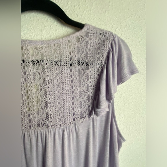 Maurice’s Plus Size 1X Lavender Lace Yoke Tassel Top Flutter Sleeve Purple Basic - Picture 4 of 7